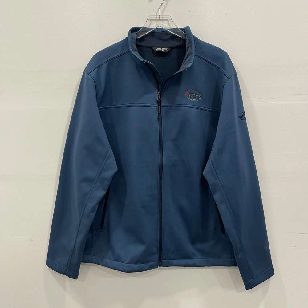 The North Face Men’s Ridgeline Soft Shell Jacket Windwall Blue Full Zip Logo XL